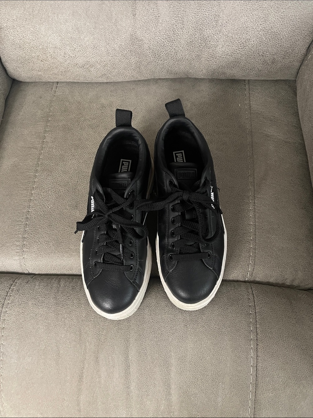 Puma Black and White platform Low-Top Womens Sneakers